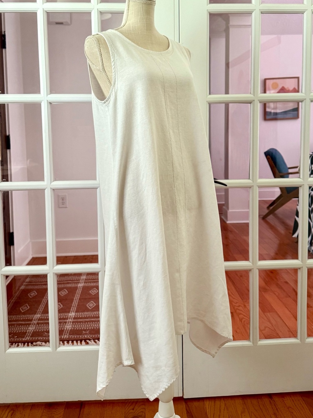 For Cynthia Linen Asymmetrical Hem Dress - Picture 5 of 10